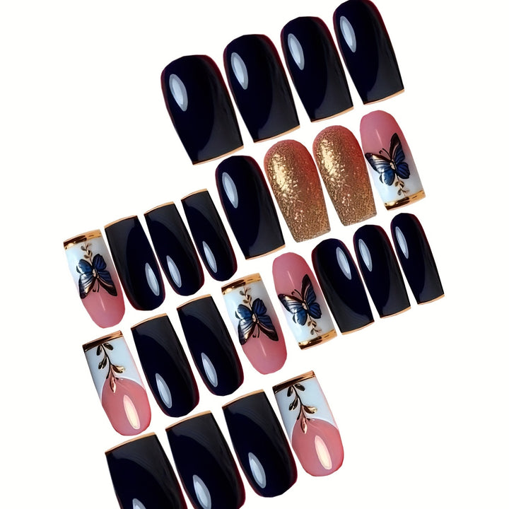 Butterfly-Inspired Elegant Acrylic Press-On Nails Kalsten
