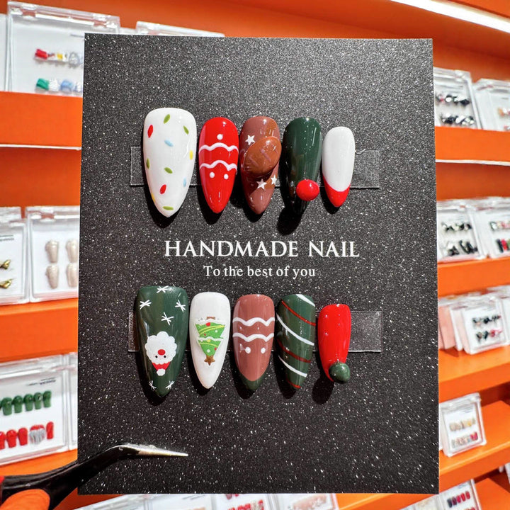 Artistic Holiday-Themed Press-On Nail Art Set