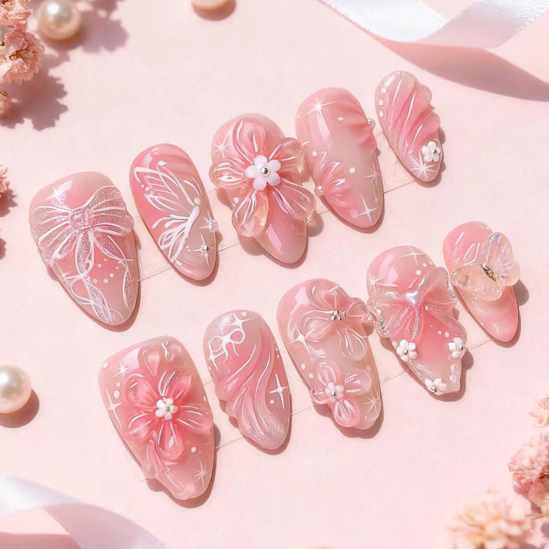 Floral Artistic Press-On Nail Set