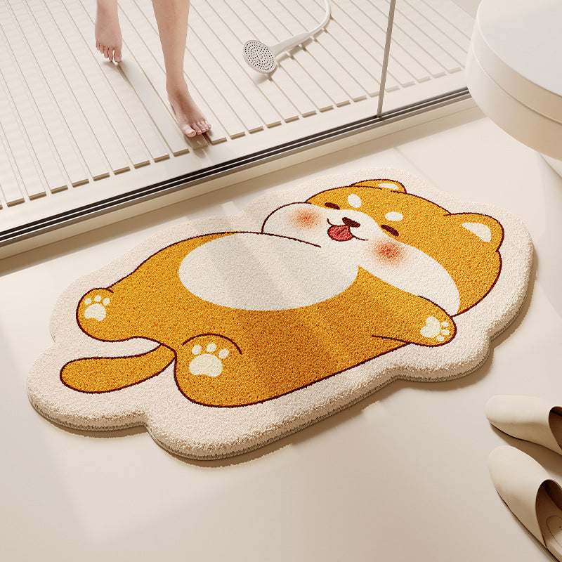 Cartoon Dog-Themed Plush Bath Mat