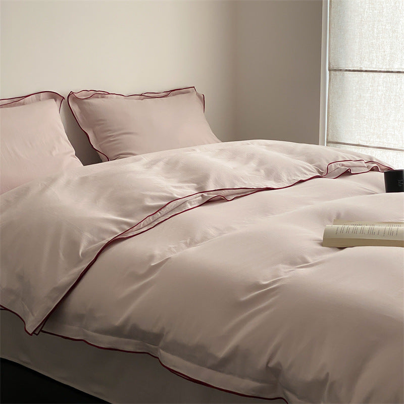 Luxurious satin microfiber bedding set with fine piping