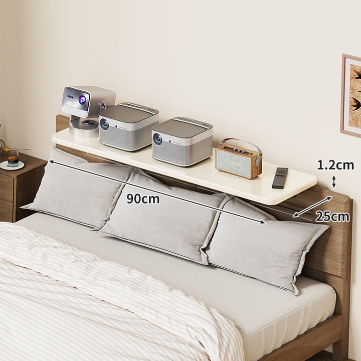 Wall-Mounted Slim Floating Headboard Shelf with Rounded Corners and Concealed Brackets