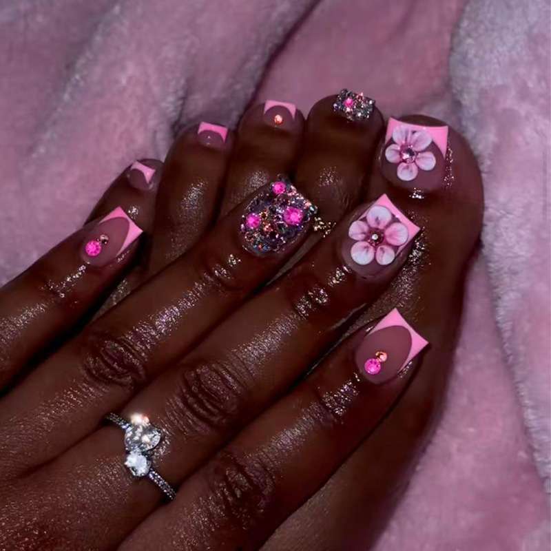 Decorative 3D Floral Press-On Nail Art Kalsten