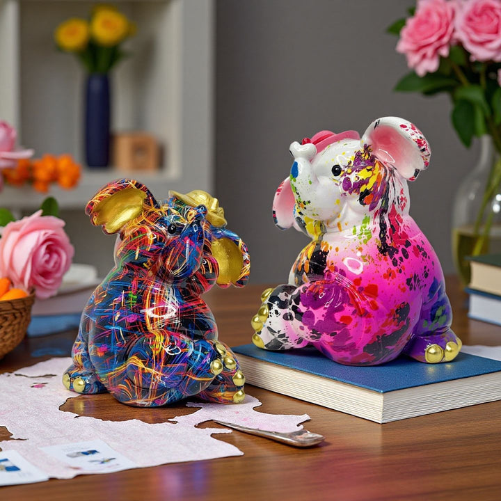 Artistic elephant figure with football motif Kalsten