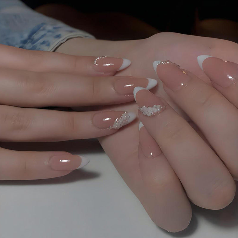 Artificial nail set with romantic flower and glitter embellishments Kalsten