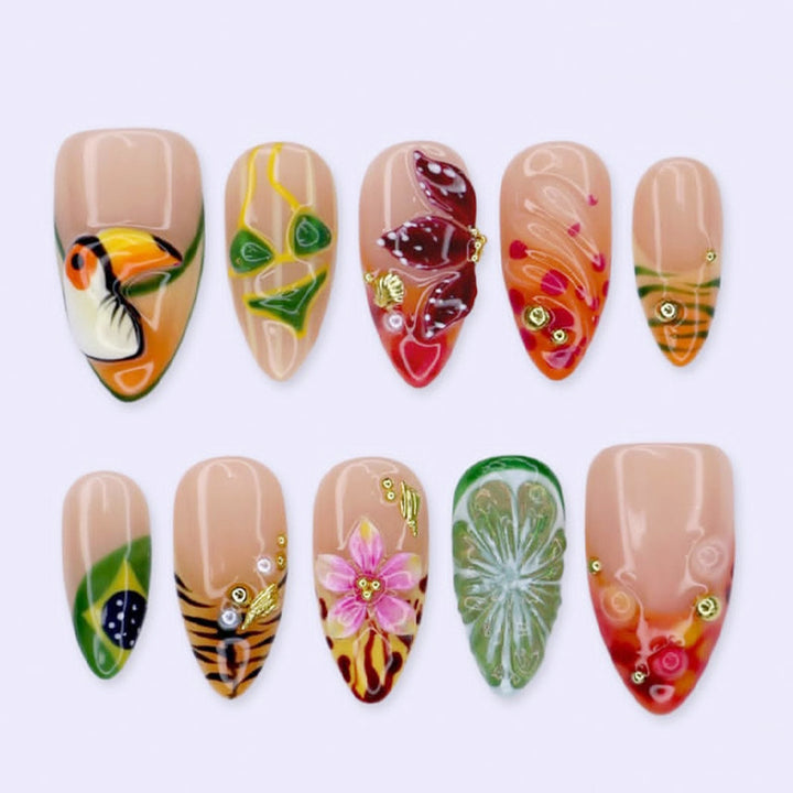 Artistic Tropical Press-On Nail Set kalsten