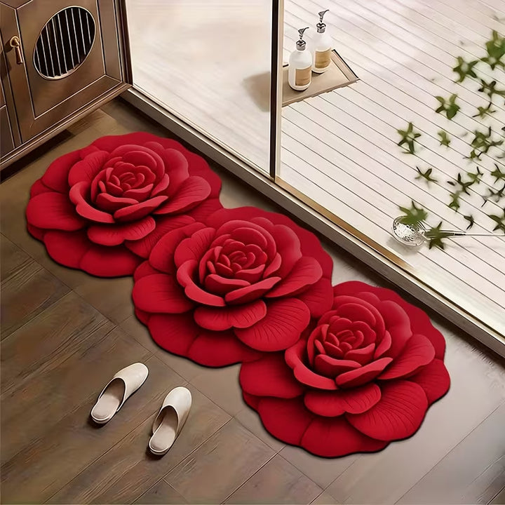 Decorative Floral-Patterned Bath Mat