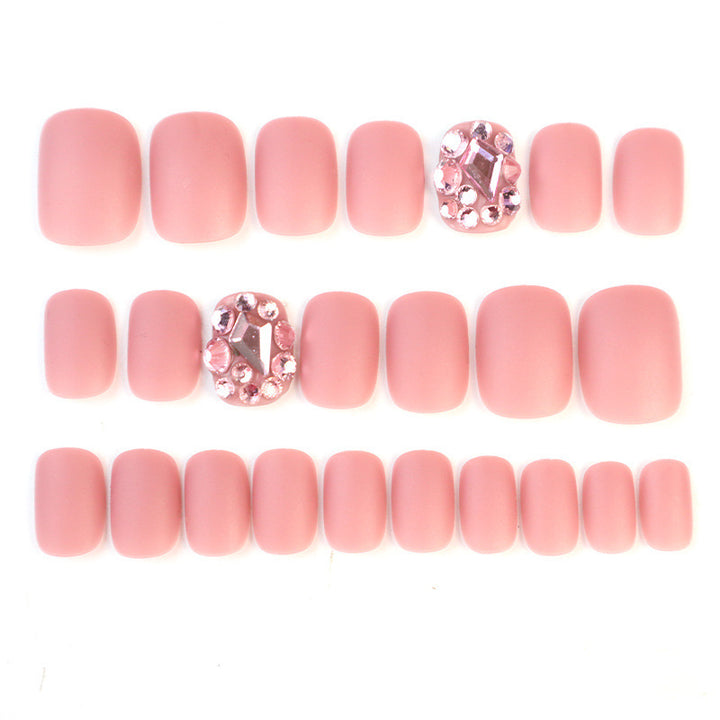 Elegant Decorative Press-On Nail Art Set with Rhinestone Accents