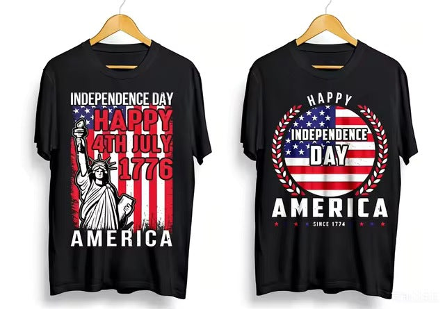 Men's nan patriotic graphic cotton crewneck T-shirt with vintage eagle emblem Kalsten