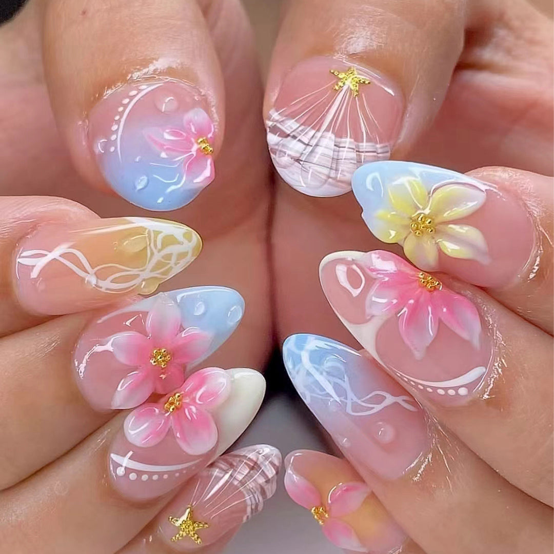 Floral Themed Press-On Nail Art Set Kalsten