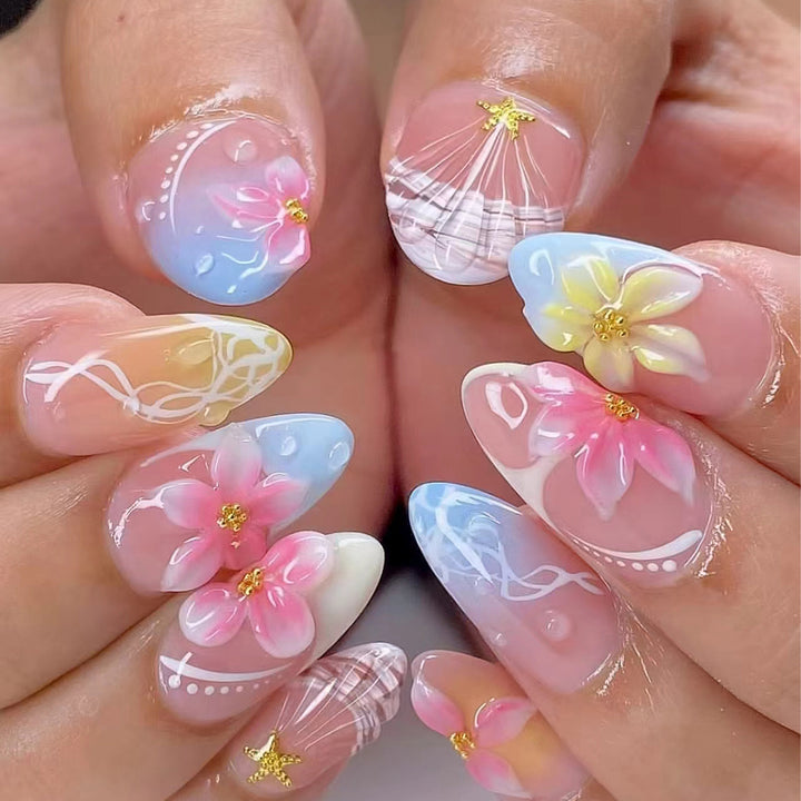Floral Themed Press-On Nail Art Set Kalsten