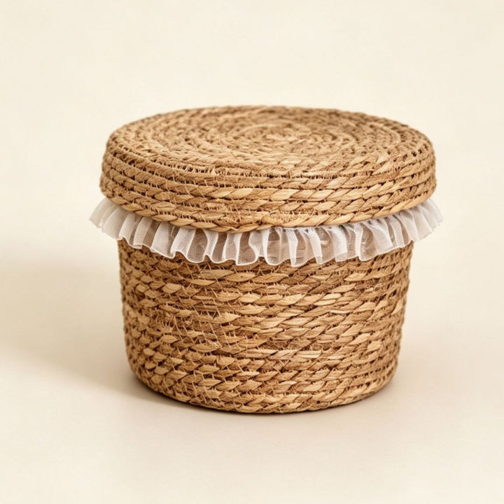 Natural fiber storage basket with ruffled edge Kalsten