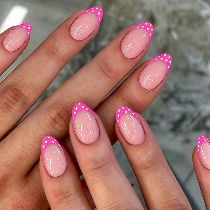 Artistic Polka Dot French Tip Nail Set Kalsten