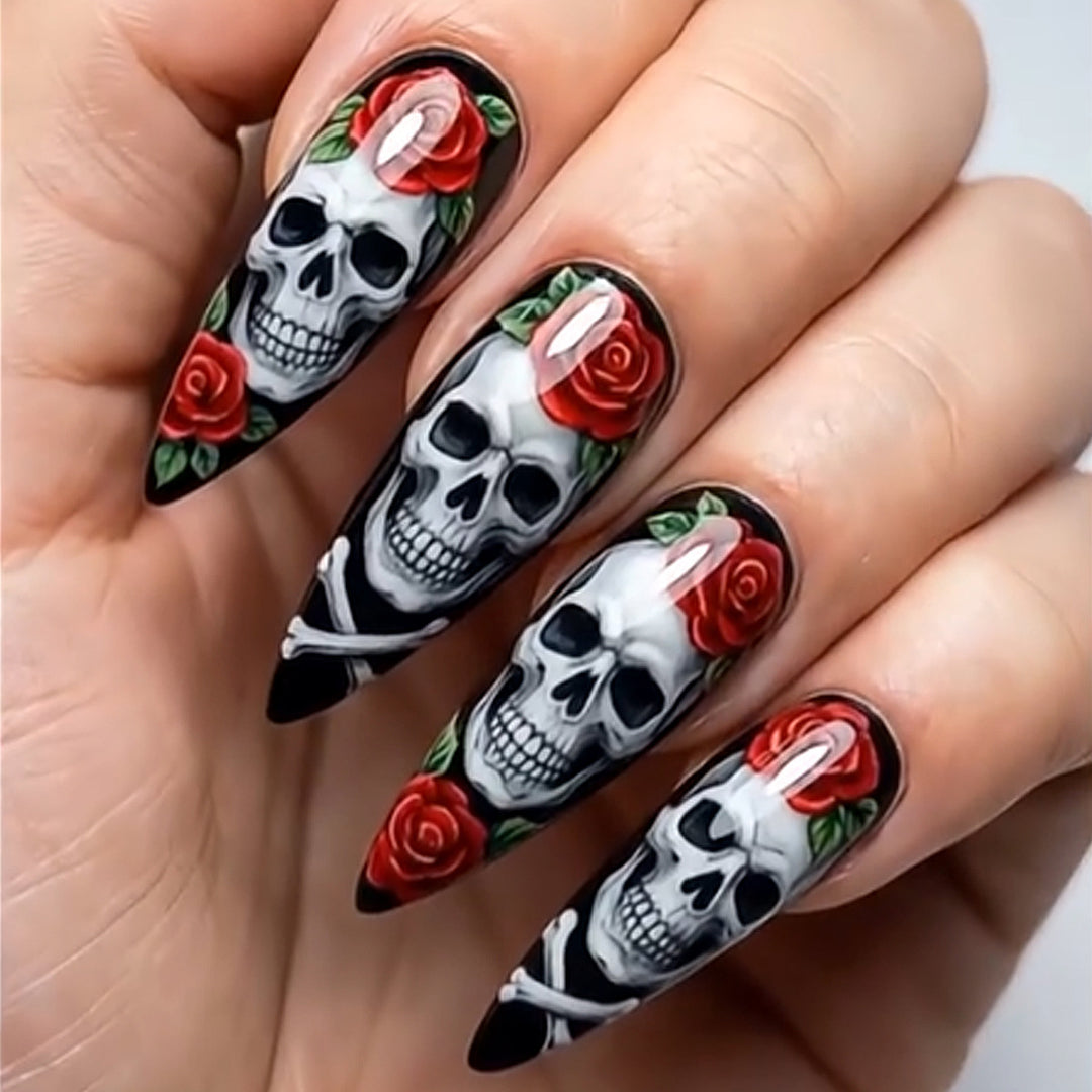 Gothic Skull and Rose Nail Art Set Kalsten
