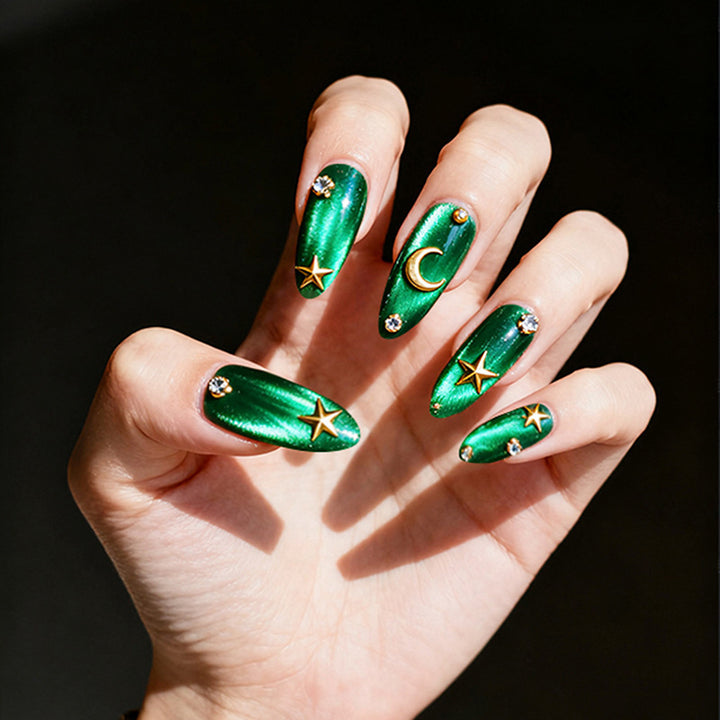 Shiny Artificial Nail Set with Stars and Moons Kalsten