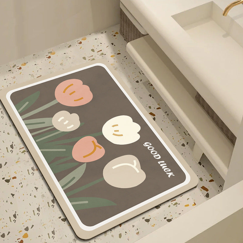 Floral Patterned Bathroom Mat
