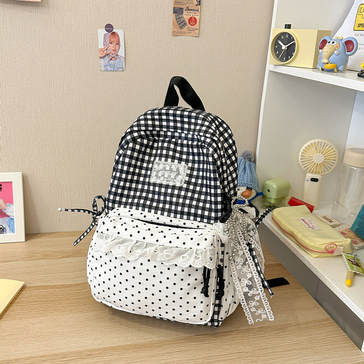 Stylish Gingham Patterned Backpack Kalsten