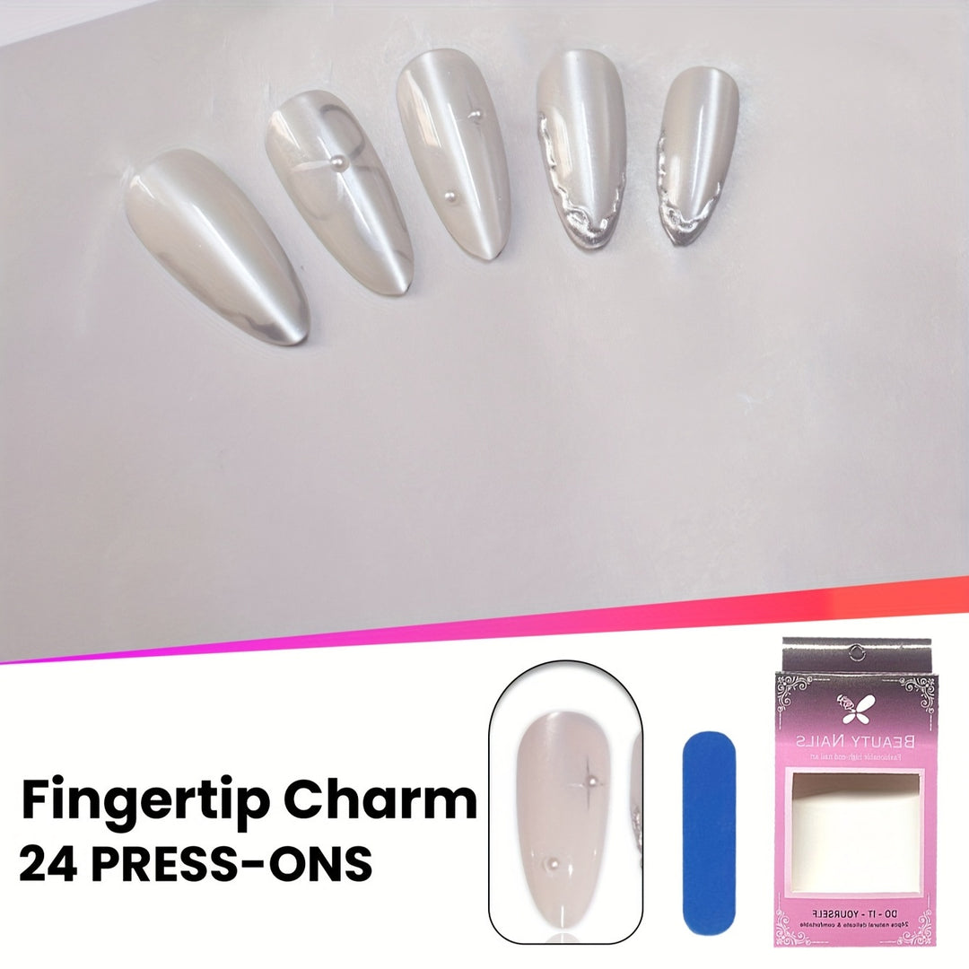 Elegant Press-On Nail Art with Floral Accents Kalsten