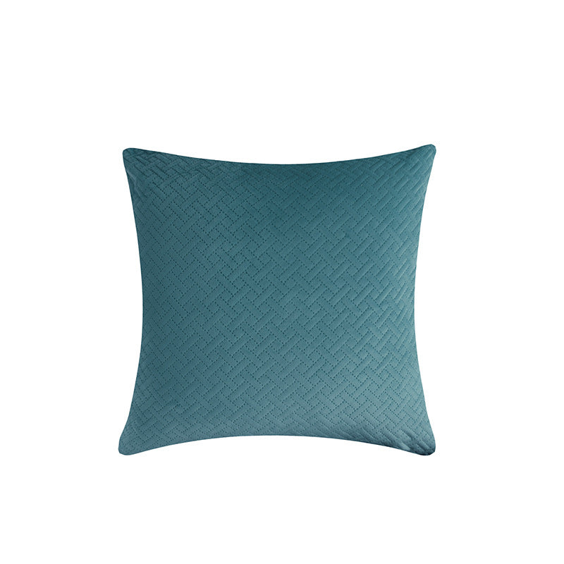 Quilted Herringbone-Texture Square Throw Pillow Cover with Hidden Zipper