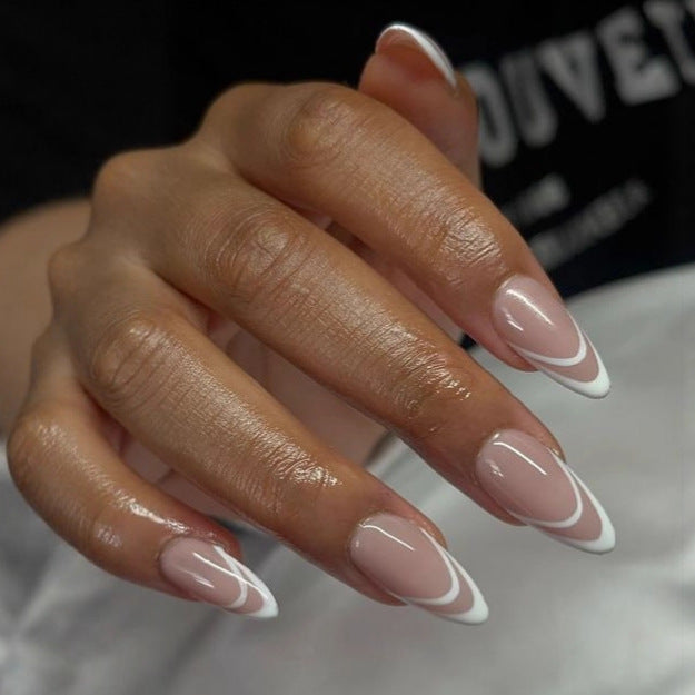 Elegant French Manicure Artificial Nails Kalsten
