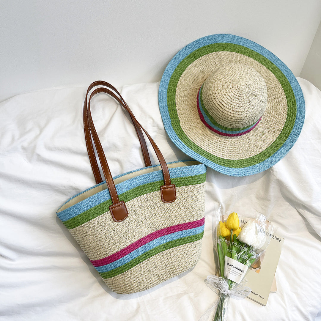 WoColorful Straw Beach Tote Bag Kalsten