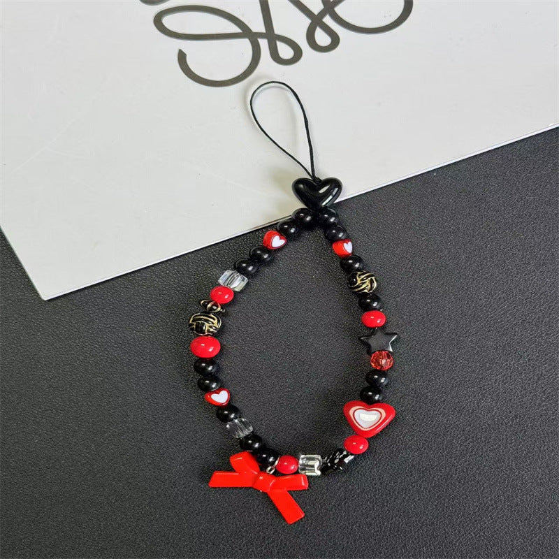 Decorative Beaded Heart Charm Keychain Kalsten