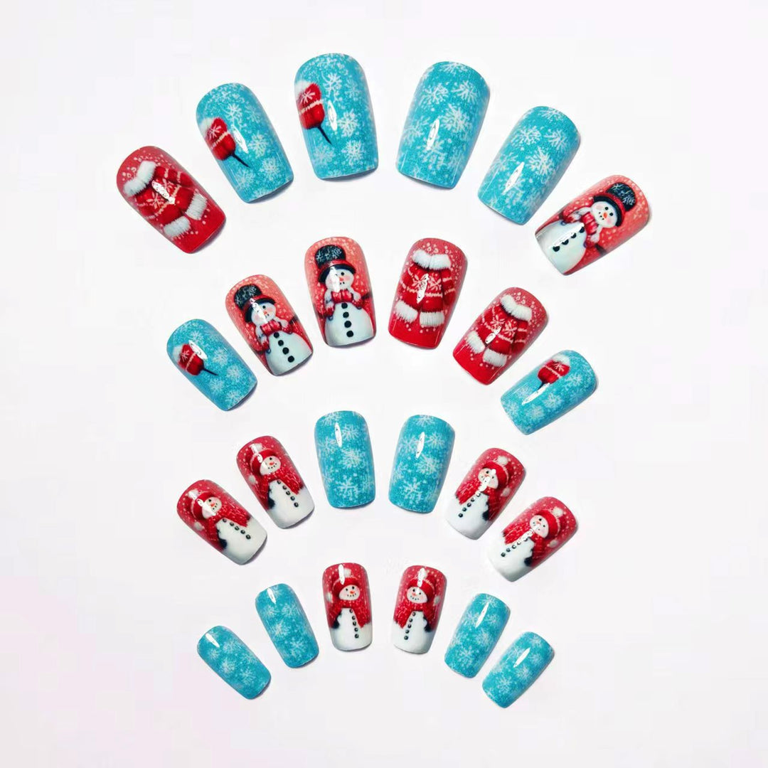 Artificial Nails in Winter Snowman Design Kalsten