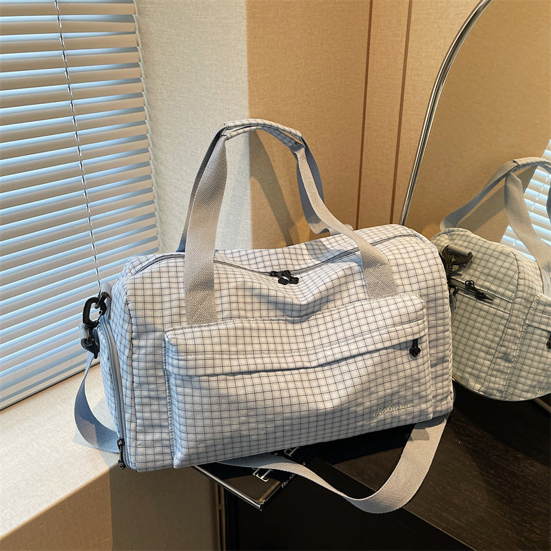 Grid Patterned Travel Duffel Bag Kalsten