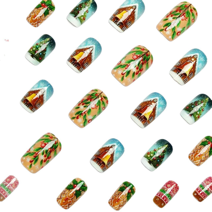 Artificial nails with festive Christmas motif Kalsten