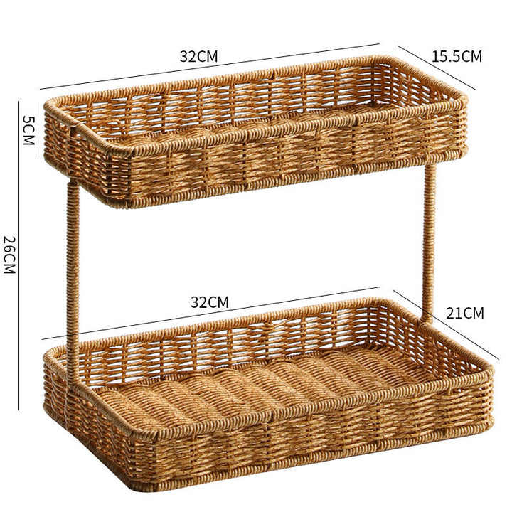 Multi-Tiered Wicker Storage Display Tray Kalsten