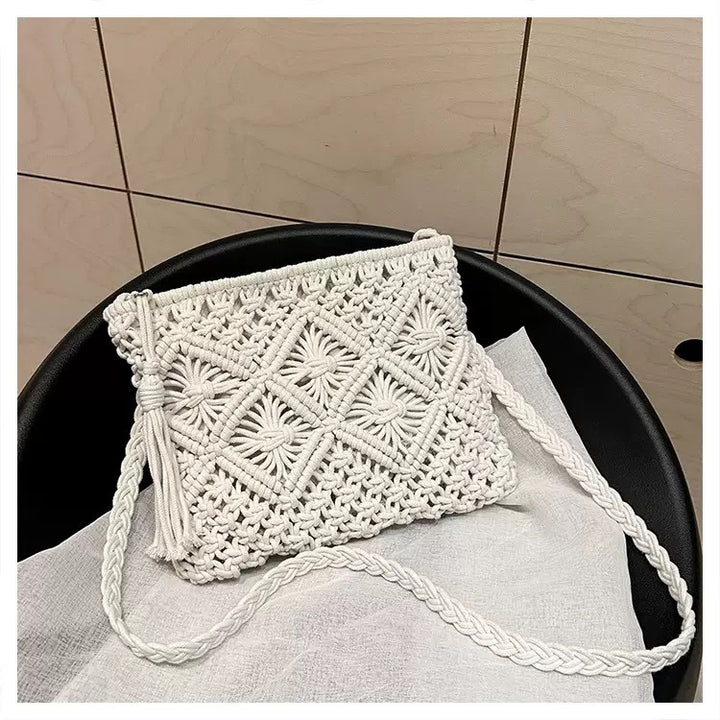 Macramé Shoulder Bag with Artistic Knot Design Kalsten