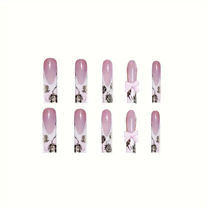 Floral Accent Decorative Press-On Nails Kalsten
