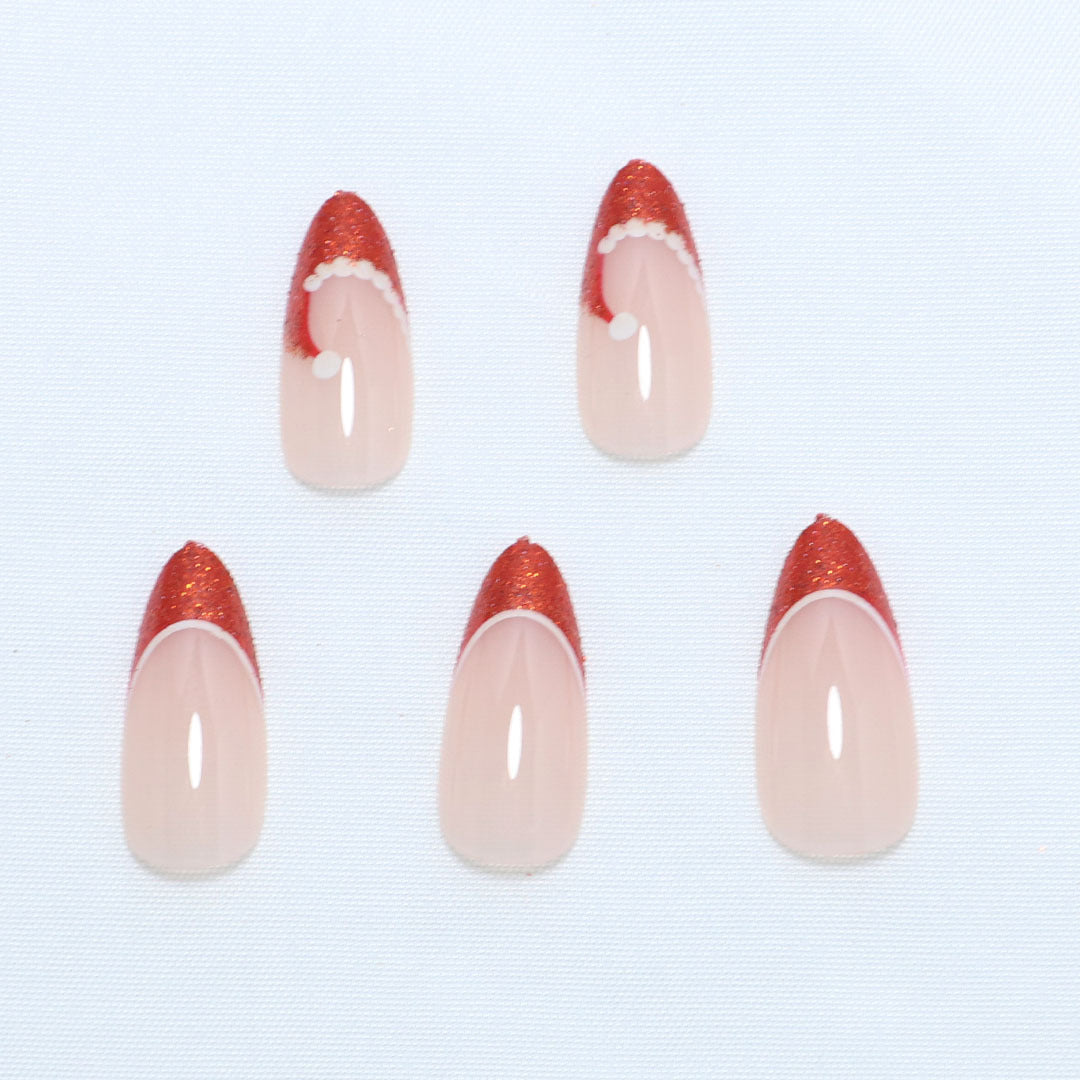 Artistic French Tip Press-On Nails with Glitter Accents Kalsten