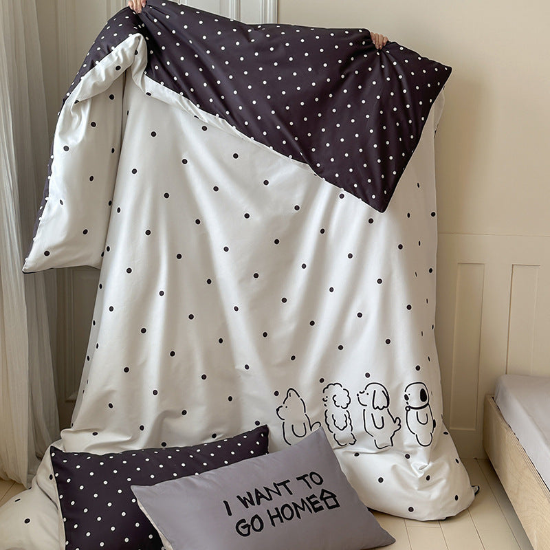 Duvet cover set made of cotton satin with Boho-Ethno pattern and reversible function