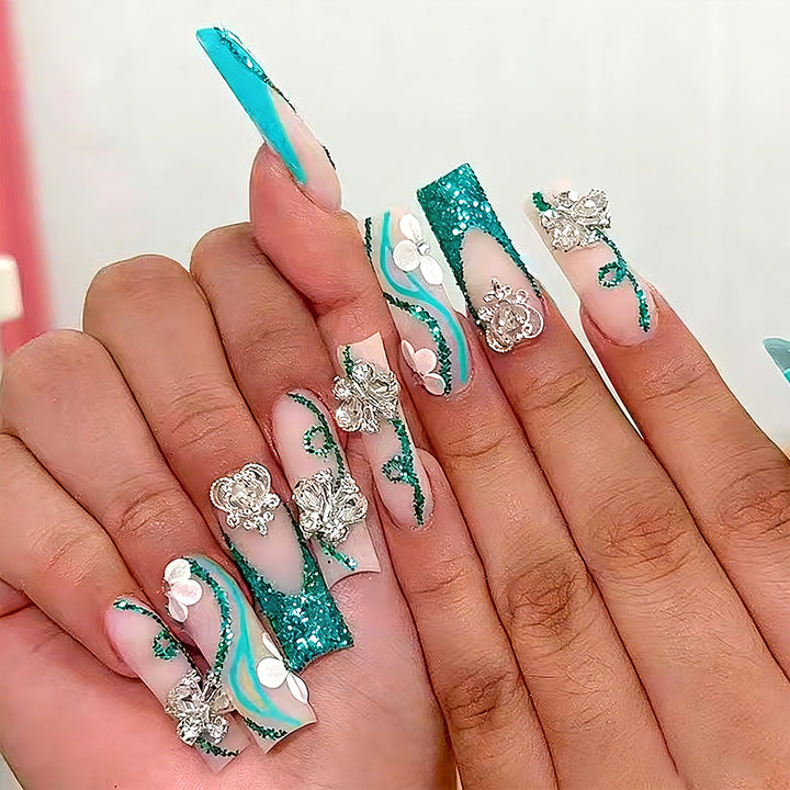 Luxury Crystal-Embellished Press-On Nails Kalsten