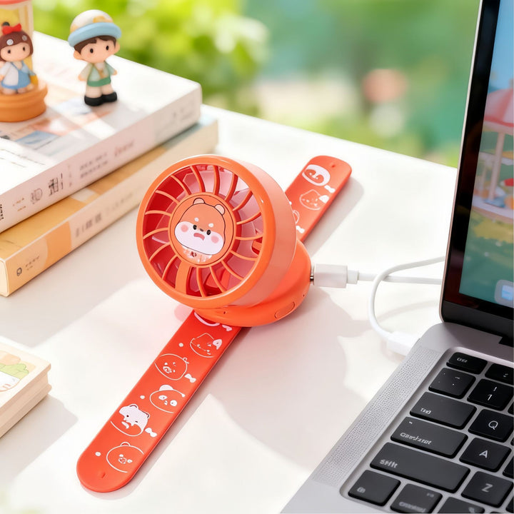 Women's Portable Hand Fan with Cute Animal Design and USB Charging Function Kalsten