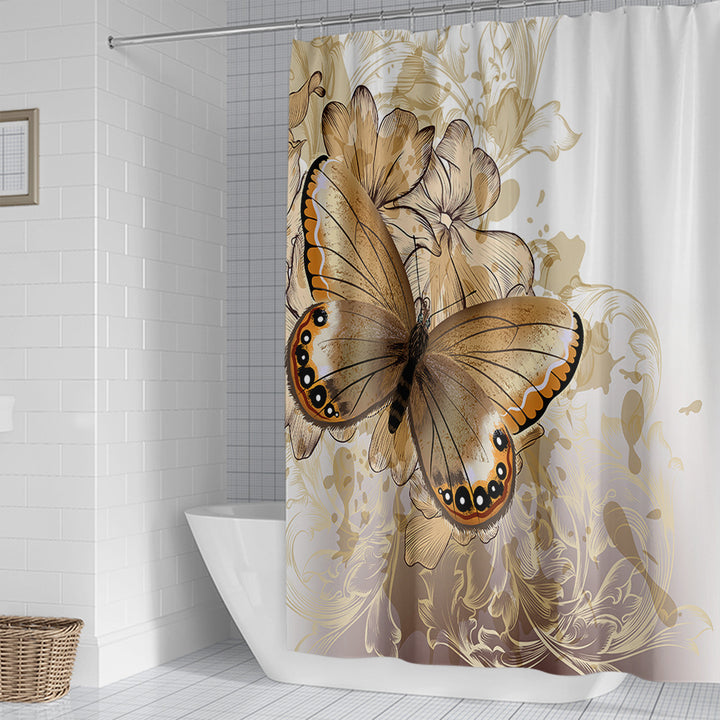Butterfly-Inspired Floral Shower Curtain Kalsten