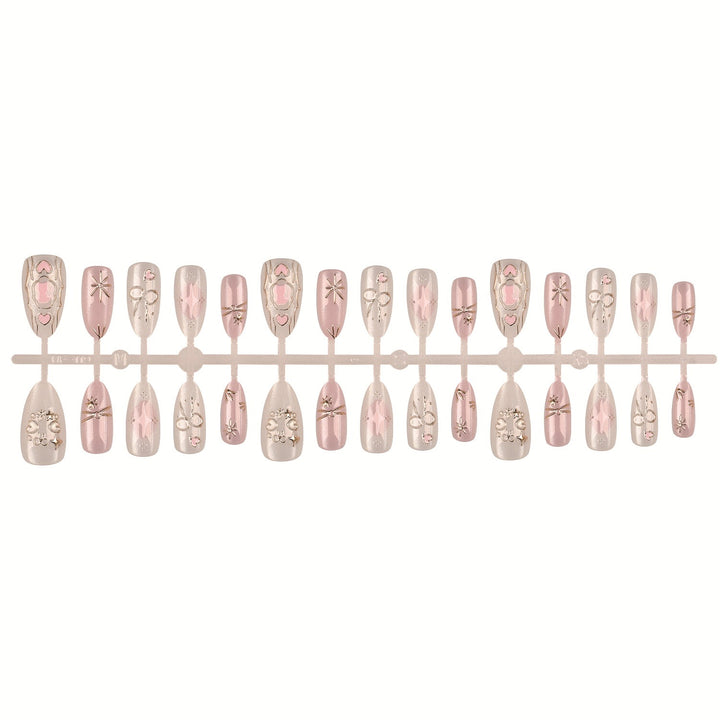 Elegant Press-On Nail Set with Decorative Accents