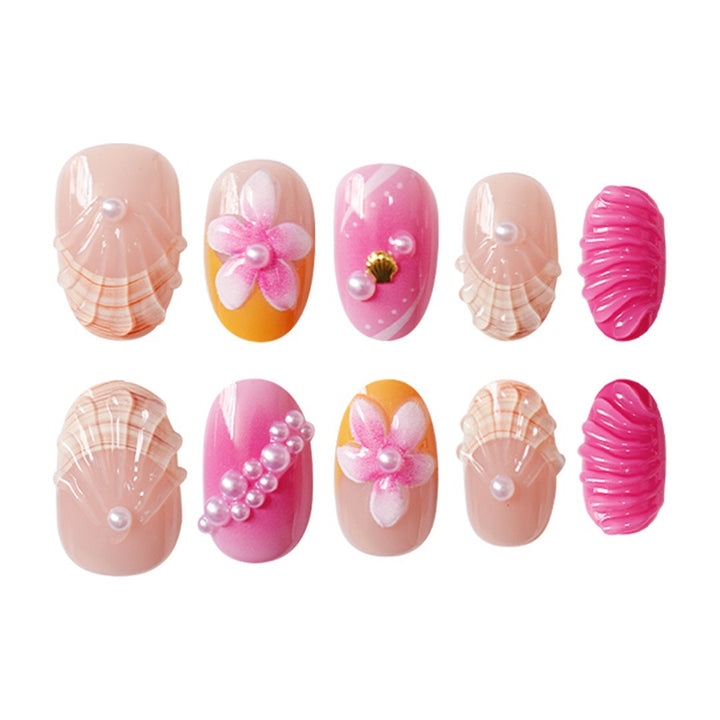 Artistic Shell-Inspired Press-On Nail Set Kalsten