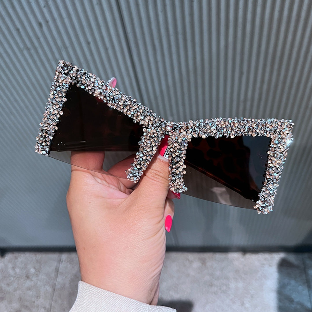 Women's Glamorous Oversized Sunglasses with Sparkling Crystal Frame Kalsten