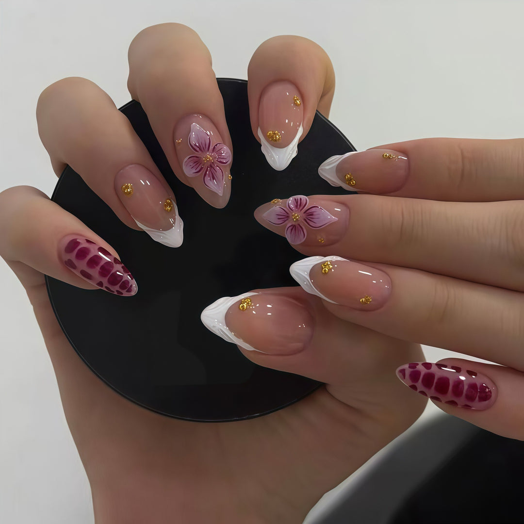 Artistic 3D Floral Design Press-On Nails Kalsten