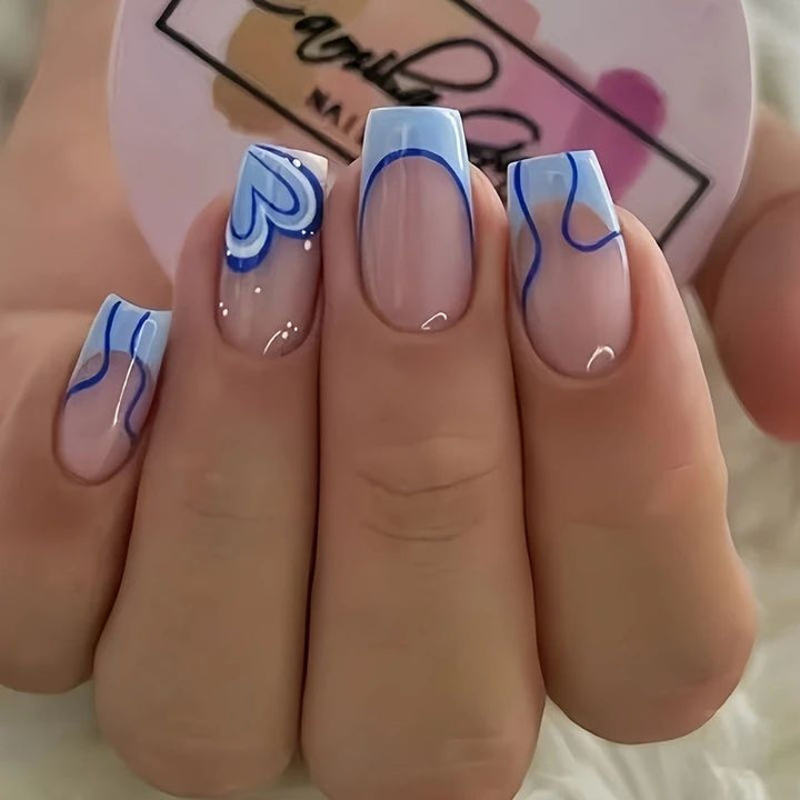 Heart-Embellished Gradient Nail Art Design Kalsten