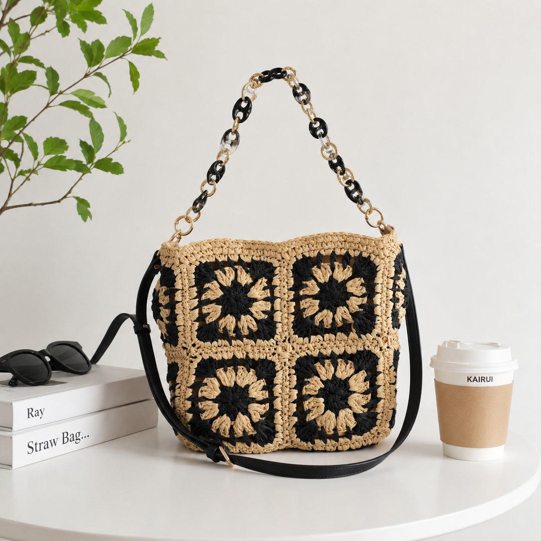 Fashionable Shoulder Bag Made of Handmade Crochet Material Kalsten