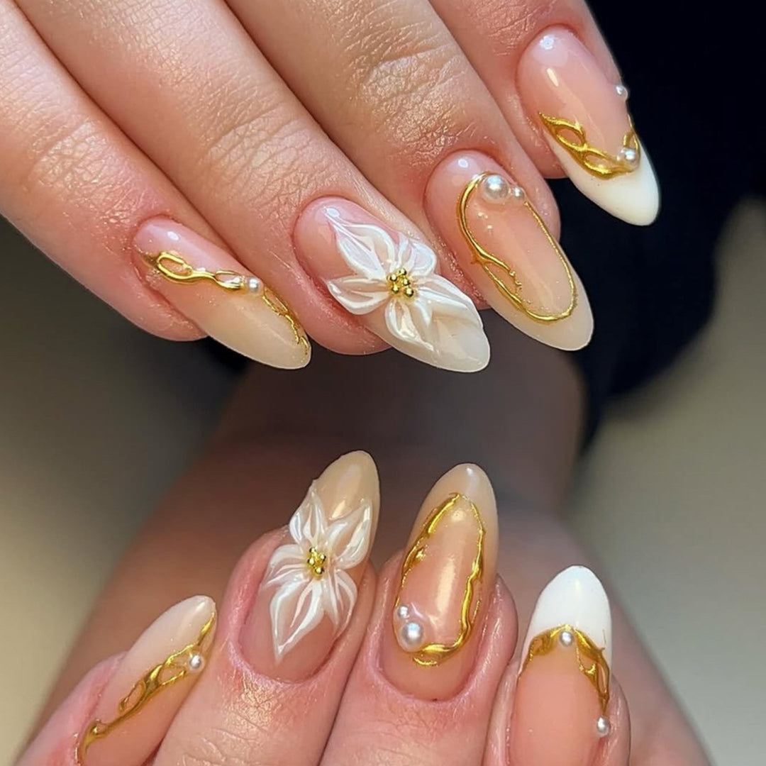 Elegant Floral Nail Art Design Kalsten