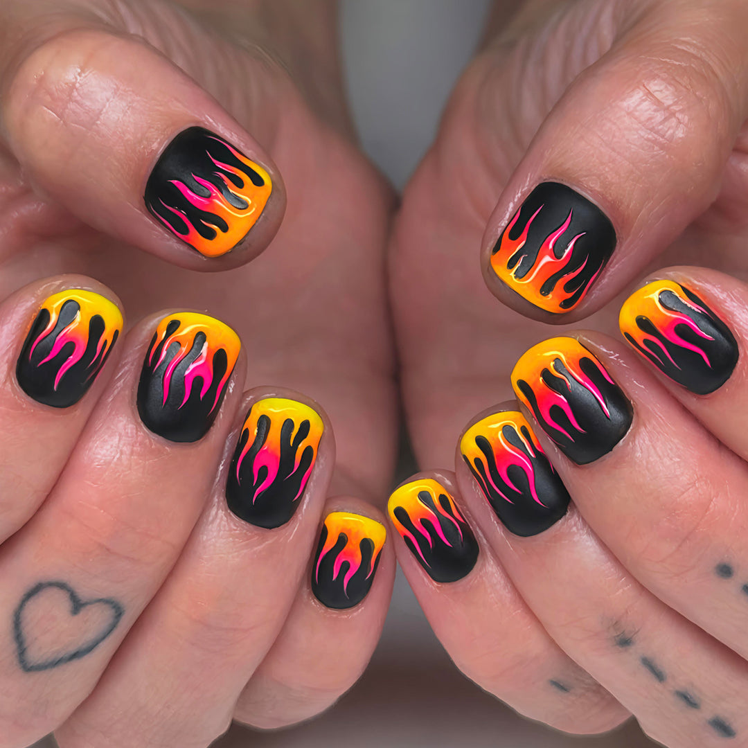 Creative Art Nails with Flame Design Kalsten