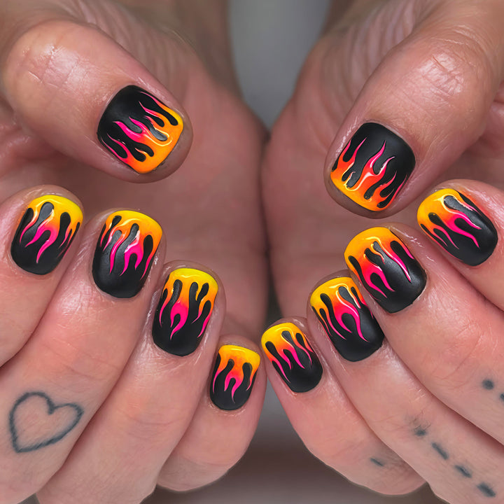 Creative Art Nails with Flame Design Kalsten