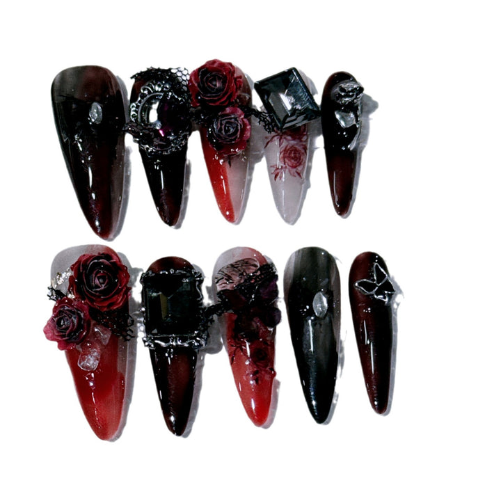 Intricately Designed Gothic Nail Art