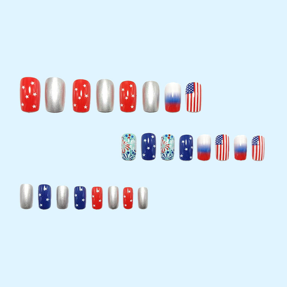 Creative art nail design in patriotic style Kalsten