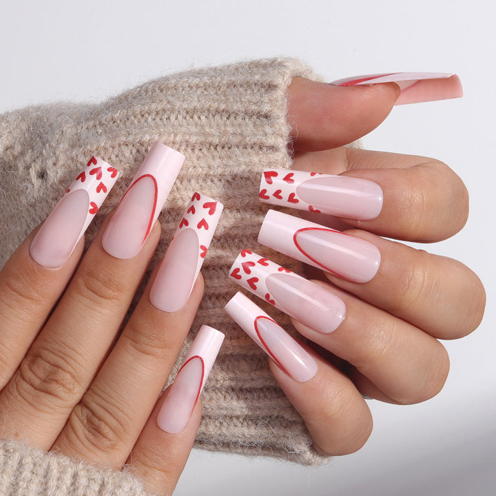 Romantic Heart-Accent Press-On Nail Set Kalsten