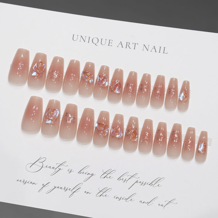 Artistic Press-On Nail Tips with Floral Design Kalsten
